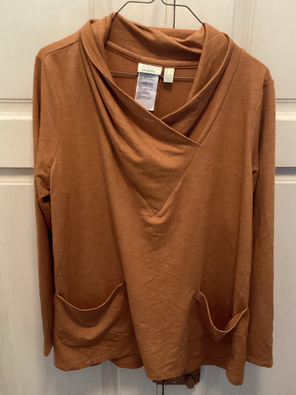 Vibe Women's Rust Cowl Neck Pullover with Front Pockets